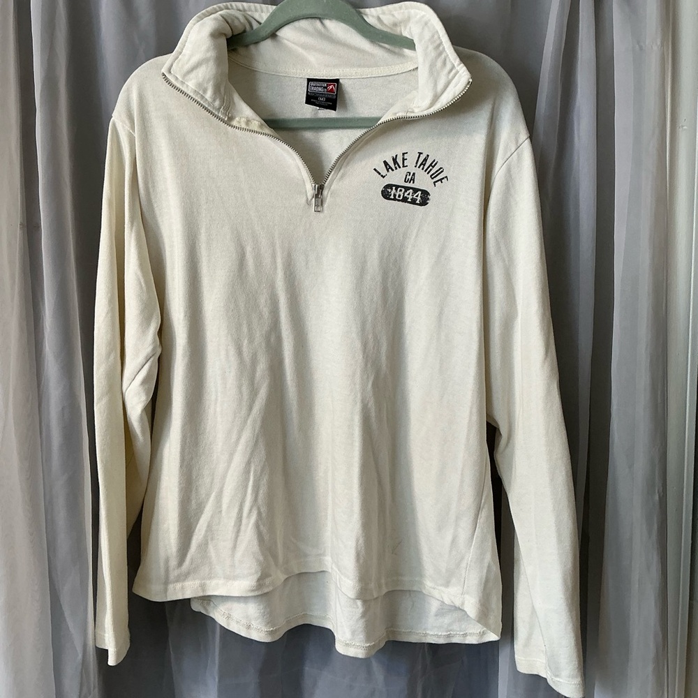 Lake Tahoe California 1844 Cream Quarter-Zip Pullover with Lake Tahoe logo
